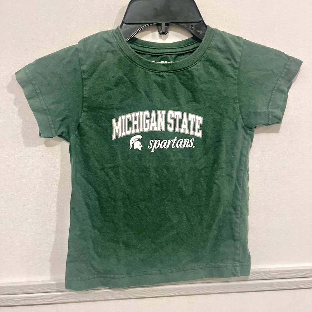 Michigan State Spartans Kids Forest Green Logo Team Tee T-Shirt Boys 6/6X